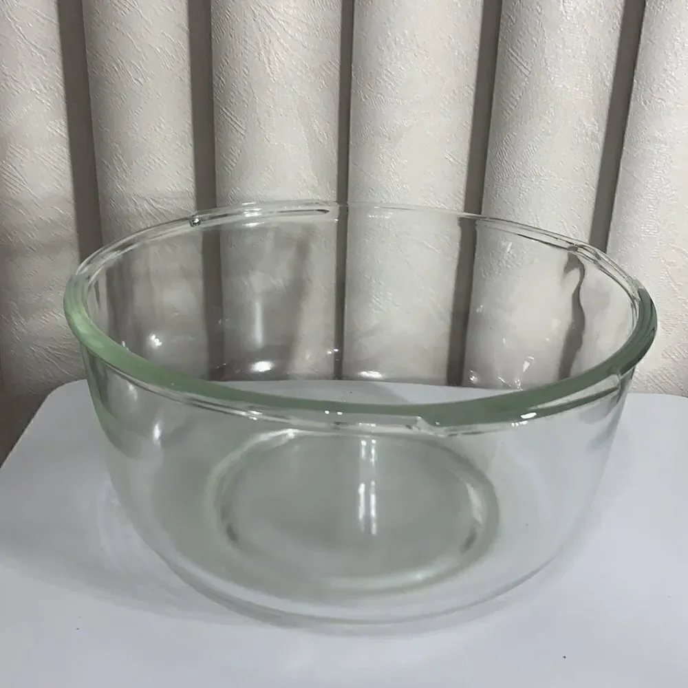 Bowl 1 Gallon Heavy Durable Vintage Clear Glass 2 Handle Pour Spout Mixing Bowl